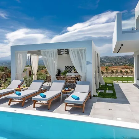Exclusive Crete 4 Bedrooms Blue Lavish Interiors Infinity Pool Incredible Sea Views Terrace With Bbq Gym Rethymno Ádhele